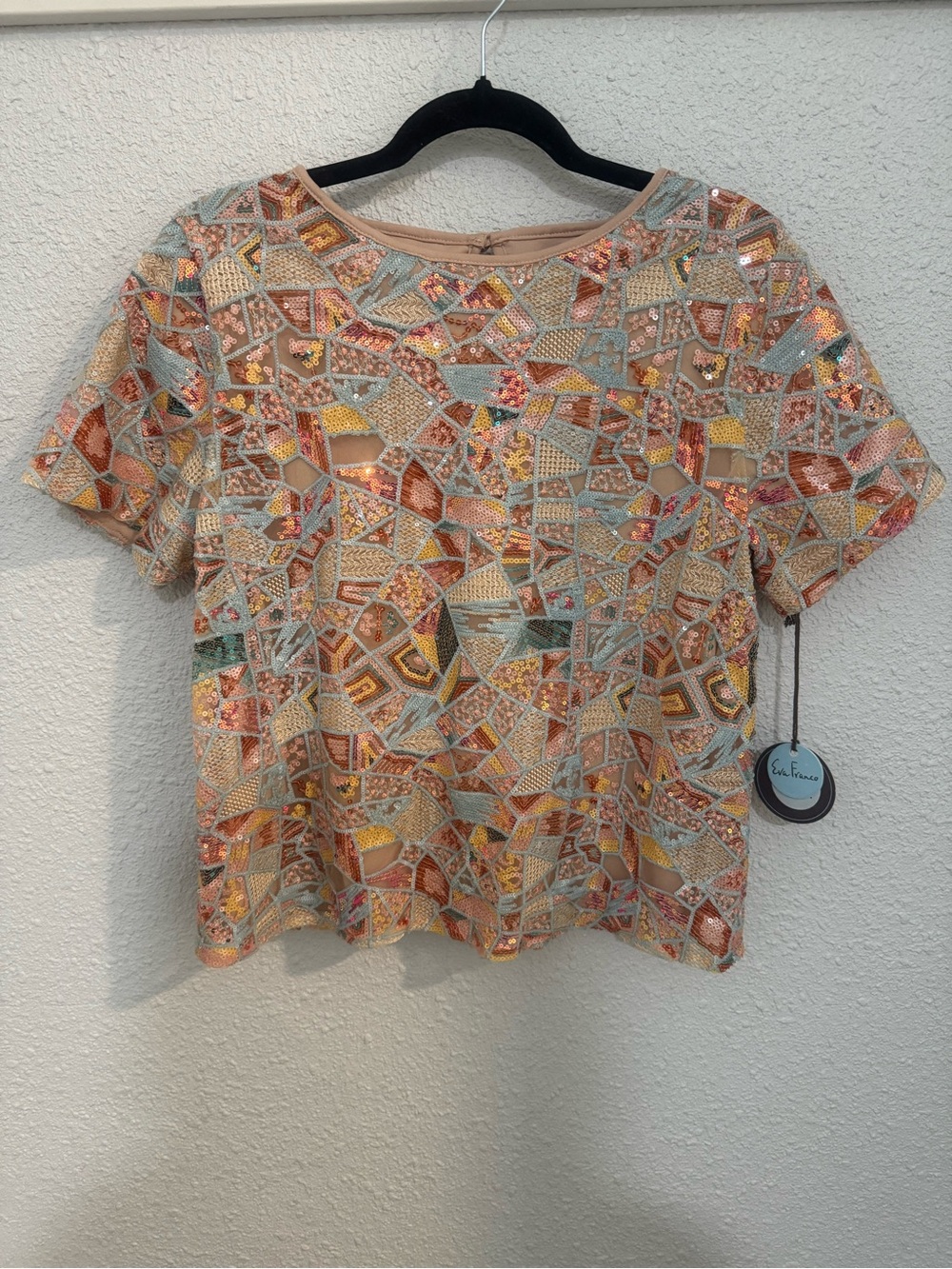 Eva Franco Loretta Mosaic Sequin Short Sleeve Top (Anthropologie)